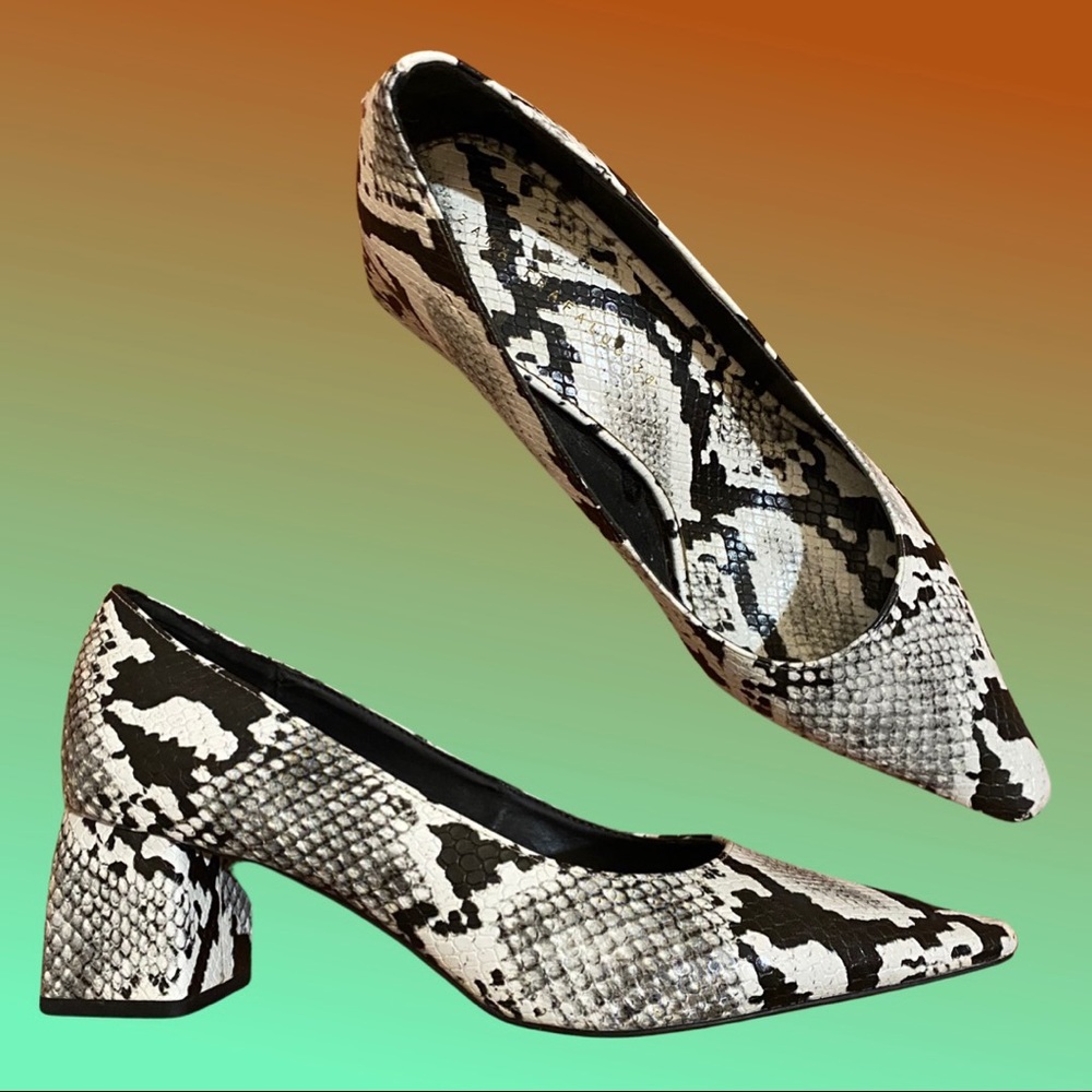 Zara Trafaluc 38 snakeskin Cruella heels